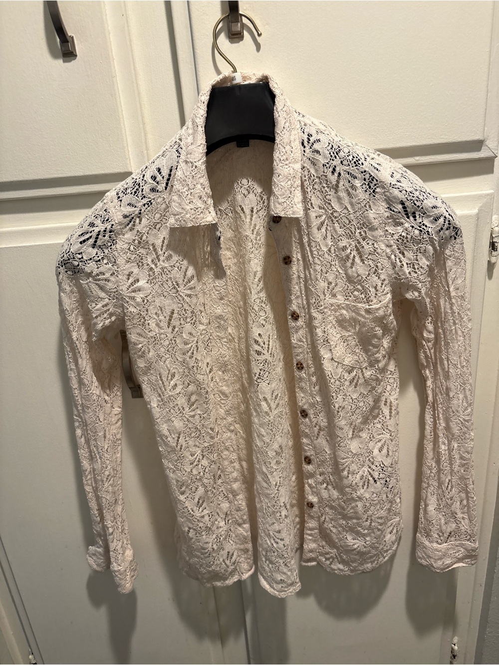 Volcom Men's Sheer Lace Shirt Jacket in Light Cream